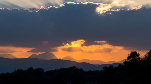 Scenic view of dramatic sky at sunset