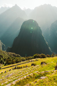 Scenic view of mountains against sky