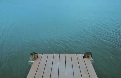 High angle view of pier over lake