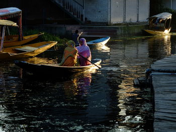 Boy on water at night