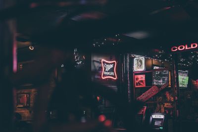 Illuminated restaurant at night