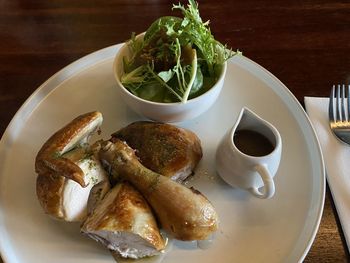 High angle view of food in plate