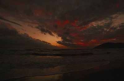 Scenic view of sea against cloudy sky