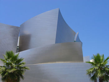 Low angle view of built structure against clear blue sky