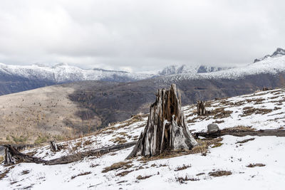 Snow covered mountain against sky