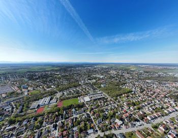 High angle view of townscape against sky