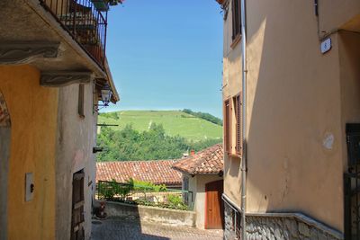 Houses and buildings against sky