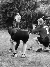 Group of people playing soccer