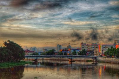 Reflection of buildings in river