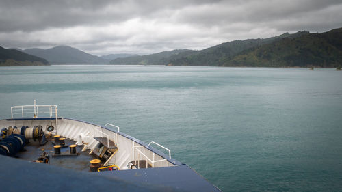 Views on ocean while sailing on boat,taken on ferry heading from north to south island, new zealand