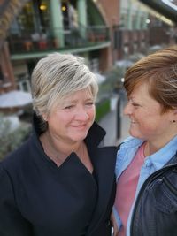 Close-up of smiling female friends