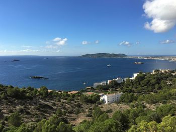 High angle view of sea against sky