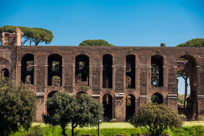 View of historical building against clear blue sky