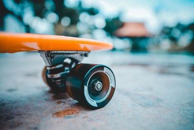 Close-up of skateboard