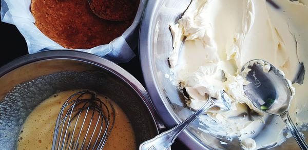 High angle view of ice cream in plate