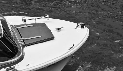 High angle view of nautical vessel moored on sea