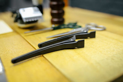 Close-up of keys on table