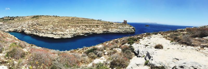 Scenic view of sea against clear sky