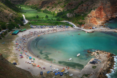 High angle view of beach