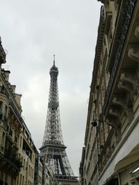 Low angle view of eiffel tower against sky