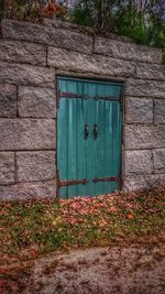 Closed door of building