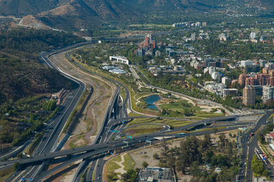 High angle view of highway in city