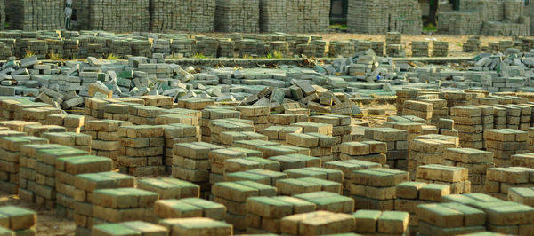 Full frame shot of stack of building