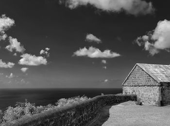 House by sea against sky