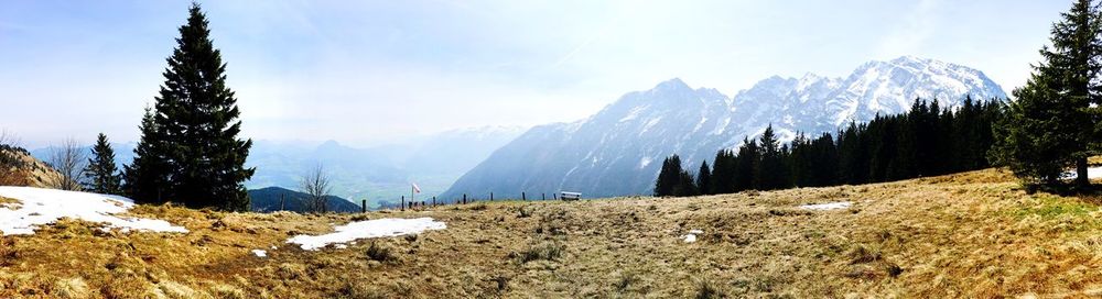 Panoramic view of mountains against sky