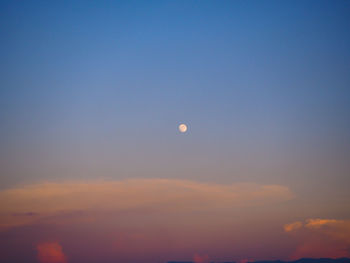 Low angle view of moon at sunset