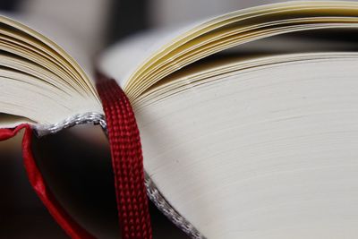 Close-up of red bookmark