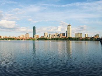 Cityscape view and reflection in water