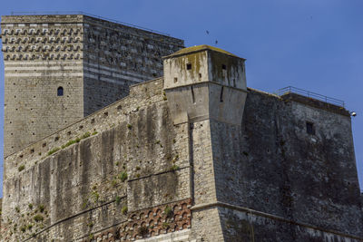 Low angle view of building against blue sky