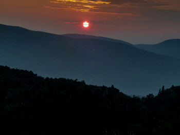 Scenic view of mountains at sunset