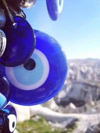 Close-up of blue balloons