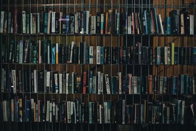 Full frame shot of books in shelves