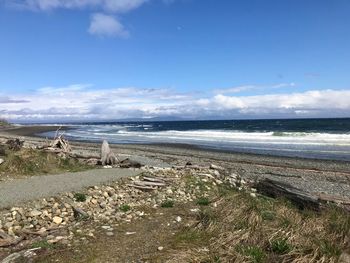 Scenic view of beach against sky