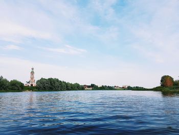 View of lake against cloudy sky