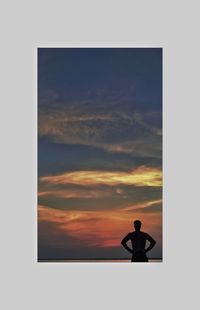 Silhouette man against sky during sunset