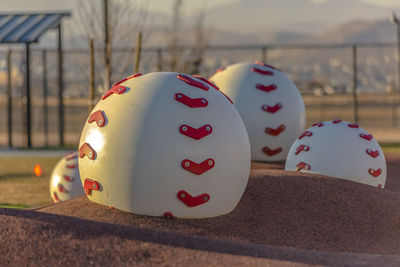 Close-up of red heart shape with text on background