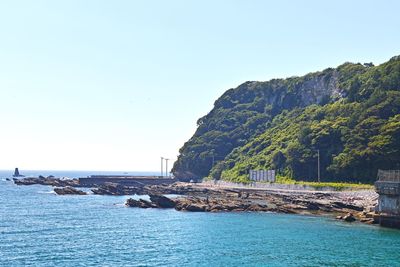 Scenic view of sea against clear sky