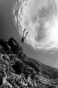 Woman scuba diving in sea