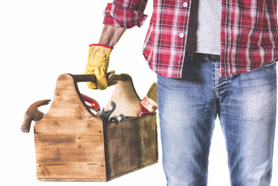 Low section of man standing on floor