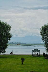 Scenic view of lake against sky