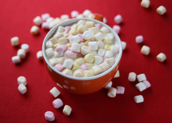 High angle view of dessert on table