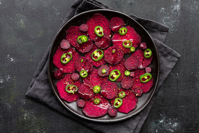 High angle view of fruits in bowl