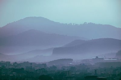 Scenic view of mountains against sky