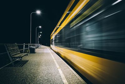 Blurred motion of train at night