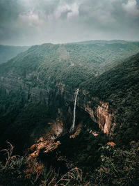 Panoramic view of landscape and mountains against sky