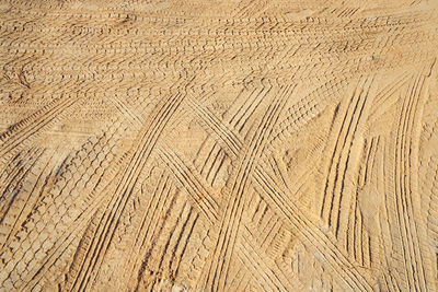 Full frame shot of tire tracks